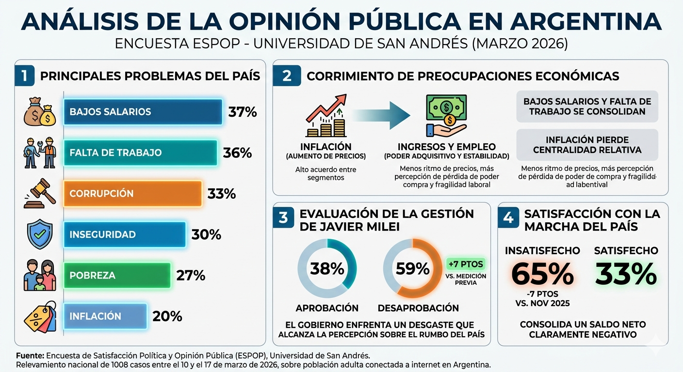 Empleo, salarios y corrupción encabezan las preocupaciones de los argentinos Empleo, salarios y corrupción encabezan las preocupaciones de los argentinos
