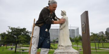 Finalizó la restauración de la estatua del San José Gabriel Brochero