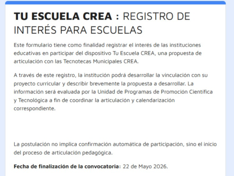 La Municipalidad convoca a escuelas para proyectos de robótica y tecnología en las Tecnotecas La Municipalidad convoca a escuelas para proyectos de robótica y tecnología en las Tecnotecas