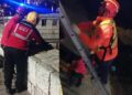 Cayó a la Cañada y sufrió lesiones de consideración: rescate en plena madrugada. Fotos: Polícia de Córdoba.