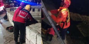 Un hombre cayó a la Cañada durante la madrugada y sufrió un traumatismo de cráneo Cayó a la Cañada y sufrió lesiones de consideración: rescate en plena madrugada. Fotos: Polícia de Córdoba.