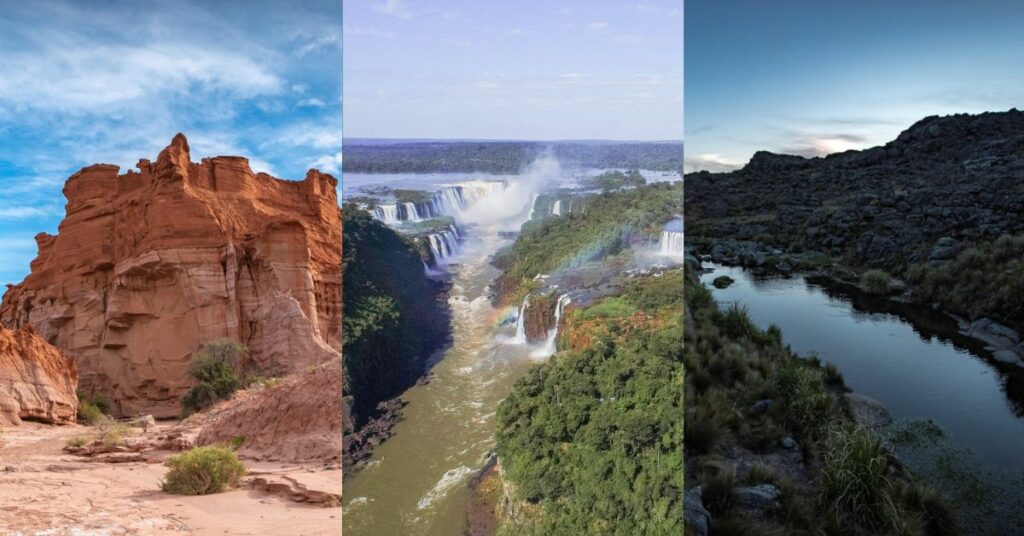 Foto: Parque Nacional Talampaya, Parque Nacional Iguazú y Parque Nacional Quebrada del Condorito.