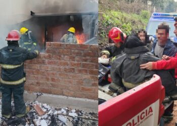 Incendio en Unquillo: una mujer fue hospitalizada por inhalación de humo tras perder su vivienda