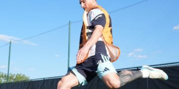 Leo Messi en los entrenamientos.