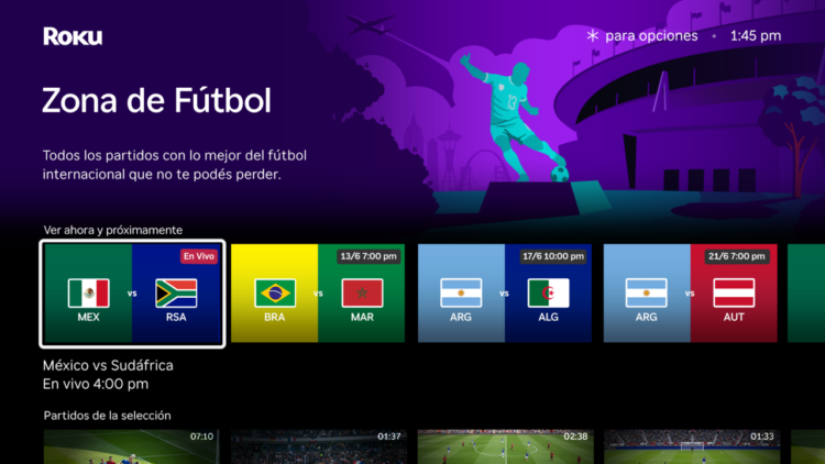 Buenas noticias para usuarios de Roku: suma la aplicación de Flow Zona Fútbol, la otra gran novedad de Roku.