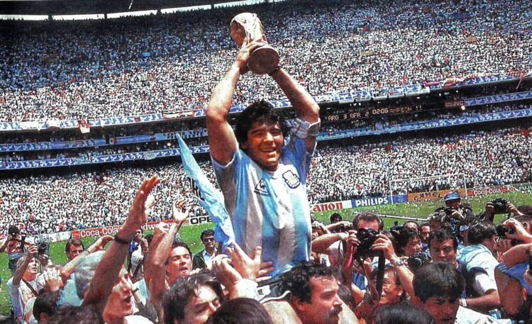 Foto de archivo del Mundial 1986 "Argentina campeón del mundo".