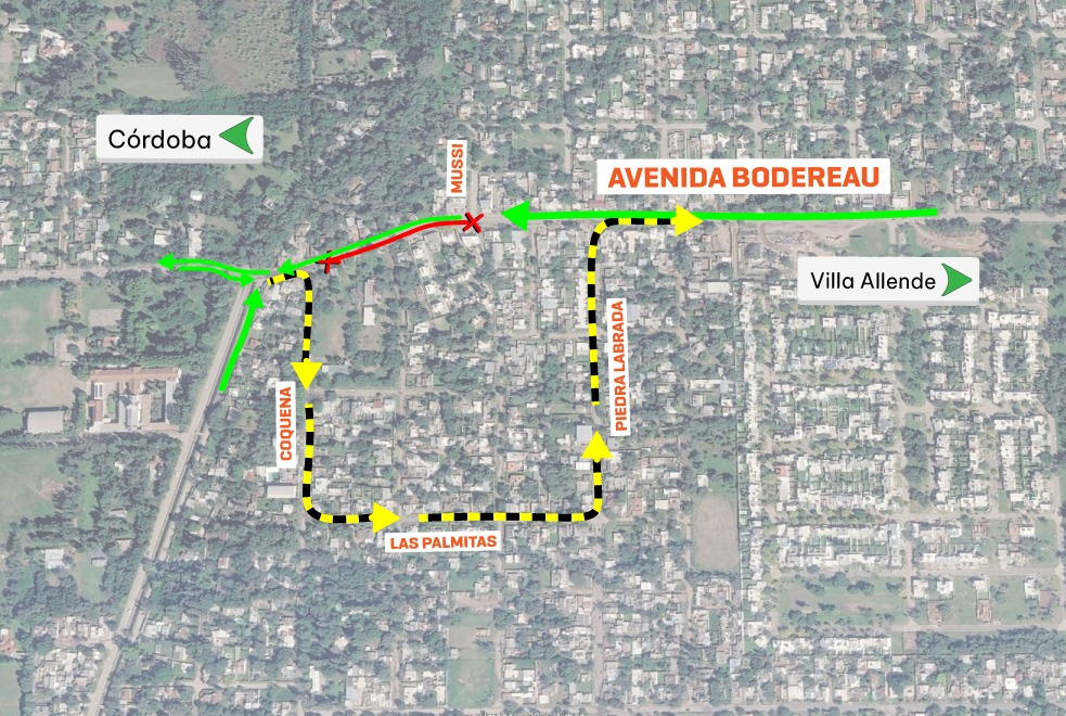 Avenida Bodereau: nuevo redireccionamiento por el avance de la duplicación de calzada Redireccionamiento de tránsito.