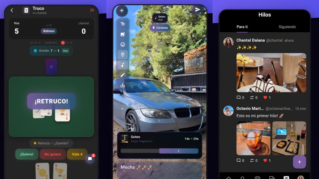 Capturas de la app que muestran la interfaz y el funcionamiento.