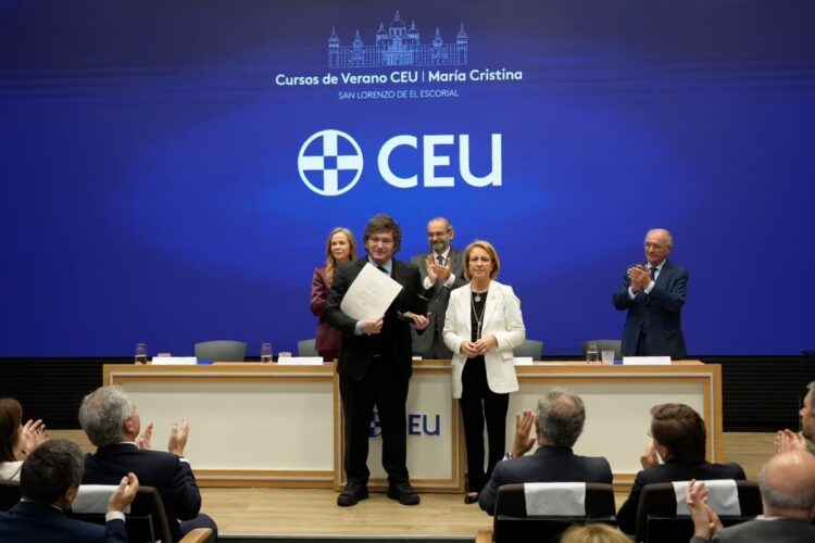 El presidente Javier Milei en la Universidad de San Pablo CEU.