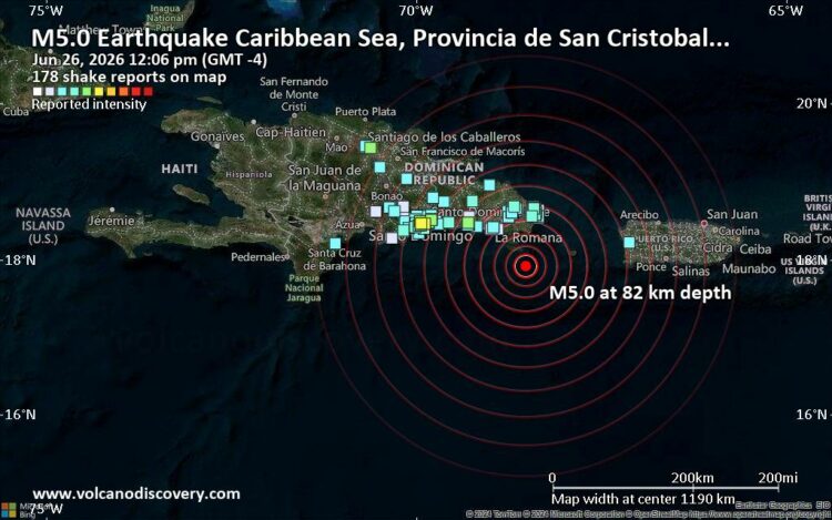 El sismo de magnitud 5,0 generó alarma en distintas zonas de República Dominicana.