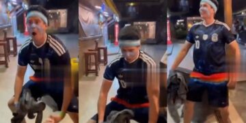 Dictaron prisión preventiva para un argentino por gestos racistas Ayala haciendo gestos racistas.