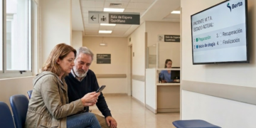 A través de pantallas en las salas de espera y dispositivos móviles, la plataforma Berta permite a los familiares seguir en tiempo real el avance de las cirugías, reduciendo la incertidumbre.