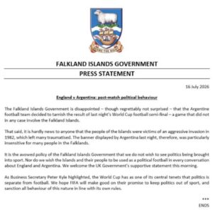 Los kelpers expresaron su "decepción" por la bandera y exigieron una respuesta de la FIFA