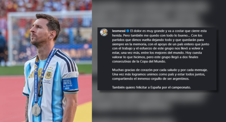 Messi destacó el recorrido de Argentina: “Llegamos a dos finales consecutivas” "El dolor es muy grande", Lionel Messi a través de su cuenta oficial en Instagram.