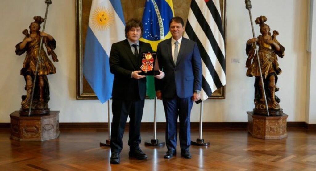 El Presidente Javier Milei junto al Gobernador del Estado de San Paulo