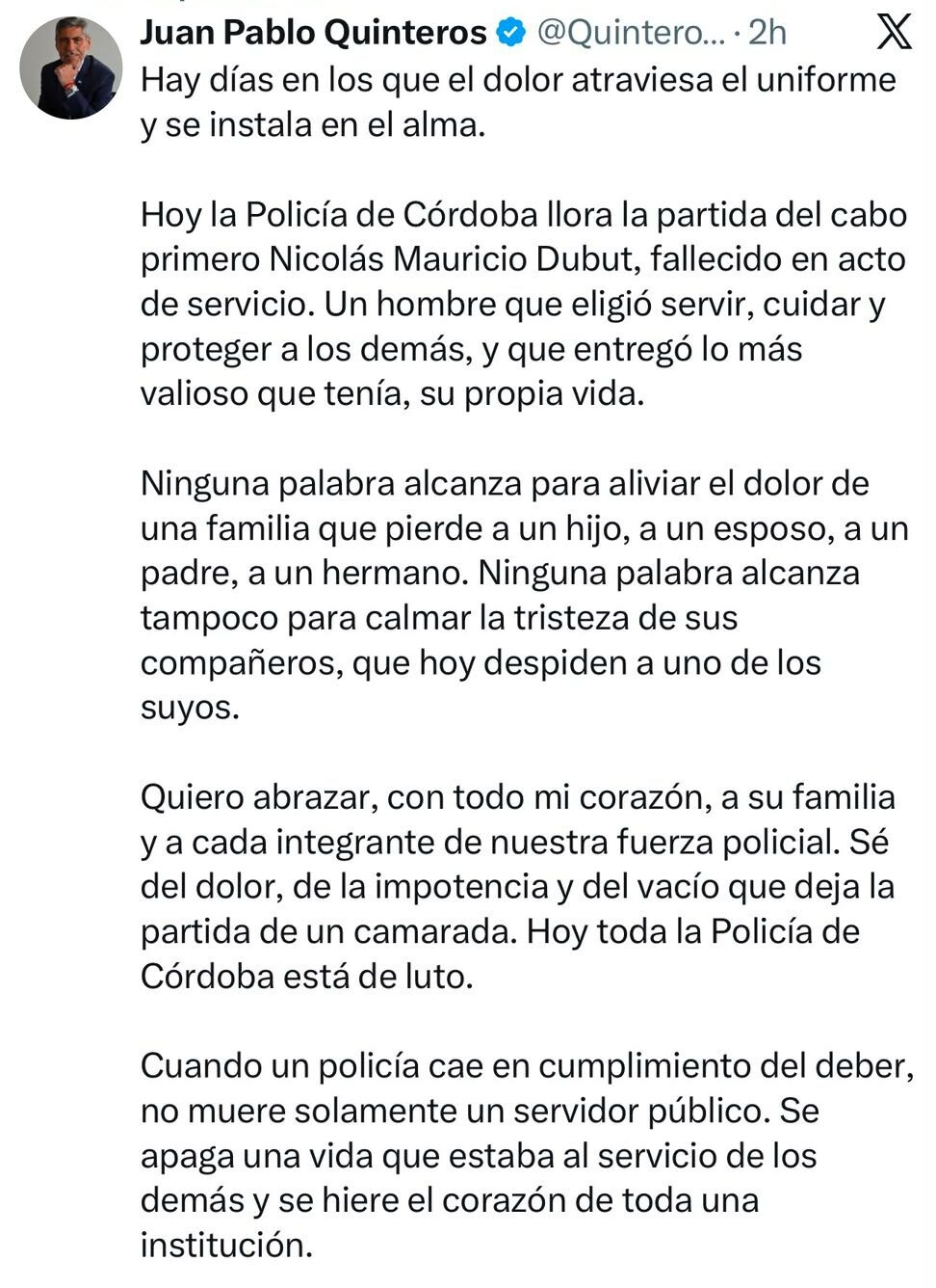 Murió un policía de Córdoba tras chocar durante una persecución en plena madrugada