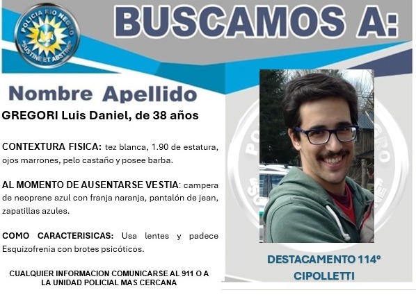Buscan en Córdoba a un joven de Río Negro desaparecido tras abordar un colectivo Buscan en Córdoba a un joven de Río Negro desaparecido tras abordar un colectivo