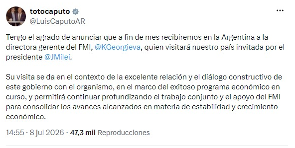 Tras la invitación de Milei, Kristalina Georgieva viajará a la Argentina a fin de mes