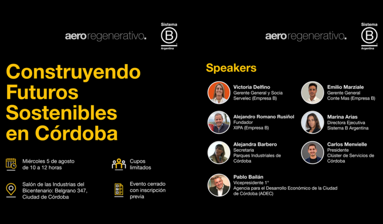 El encuentro "Construyendo Futuros Sostenibles" reunirá el 5 de agosto en Córdoba a referentes del sector público, empresarial y académico para debatir estrategias de desarrollo económico con foco en la sostenibilidad y el impacto social.
