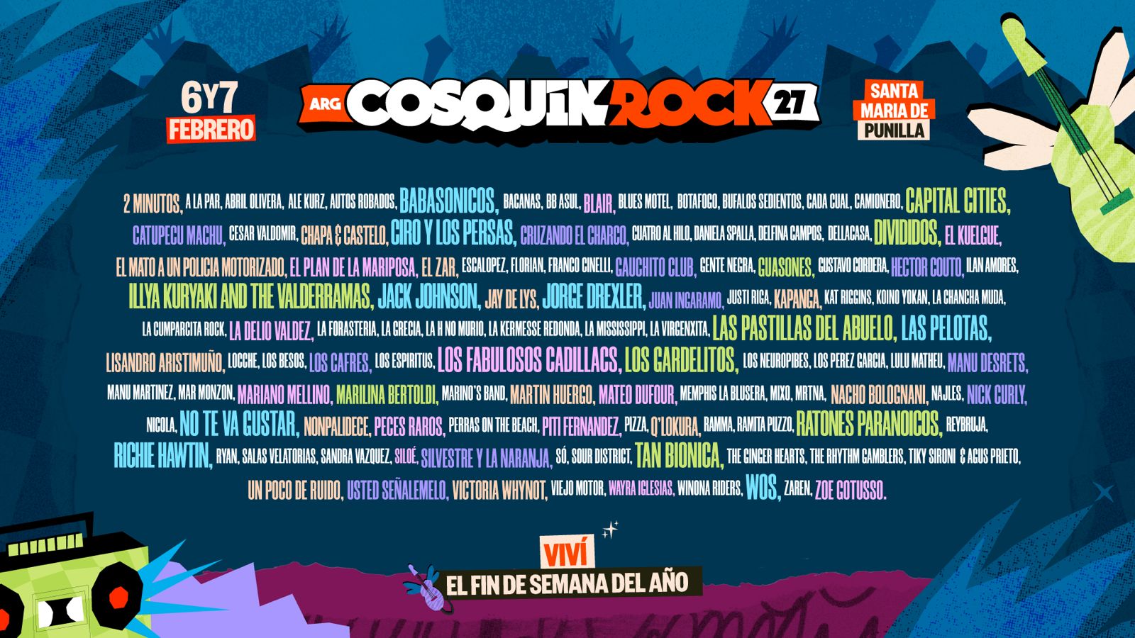 Illya Kuryaki, Tan Biónica y Wos, entre los nombres confirmados del Cosquín Rock
