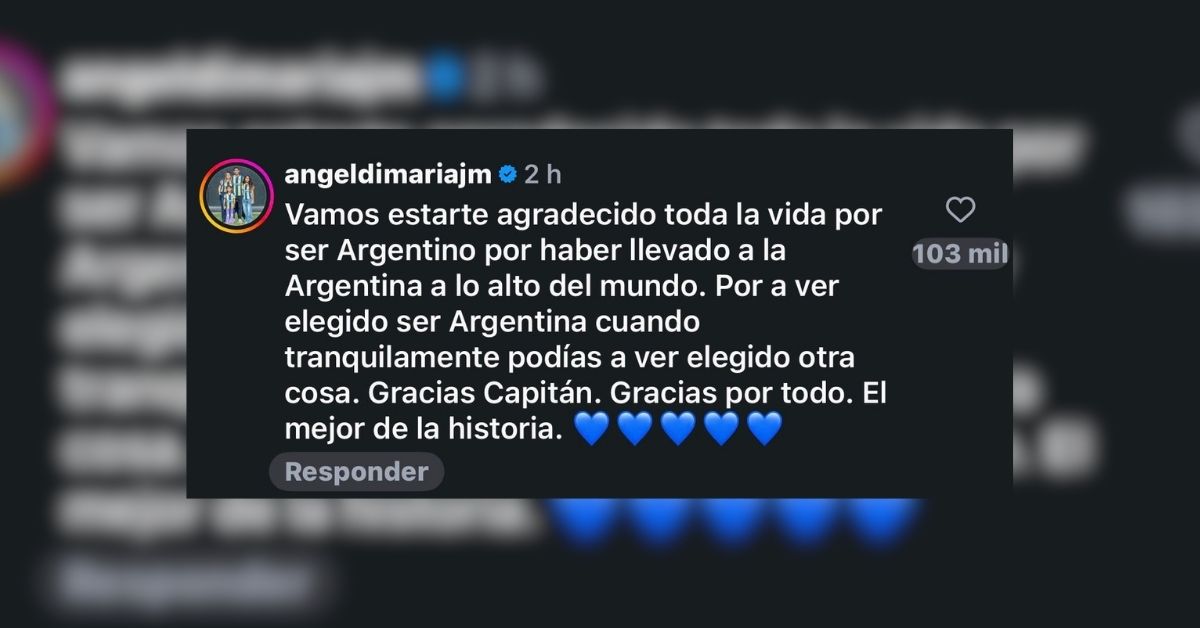 Los emotivos mensajes tras el anuncio de Messi: "Gracias por hacernos tan pero tan felices" Ángel Di María exprezó su agradecimiento al capitán tras conocer la decisión.