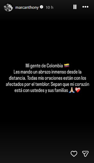 Shakira, Ricardo Montaner y Marc Anthony se solidarizaron con Colombia