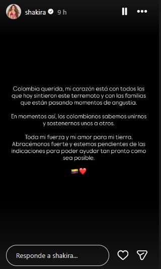Shakira, Ricardo Montaner y Marc Anthony se solidarizaron con Colombia
