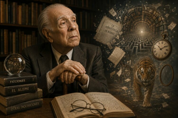 Ese que desconfiaba de las palabras que amaba y era arquitecto de los laberintos infinitos Borges cumple años: el hombre que convirtió el universo en una biblioteca.