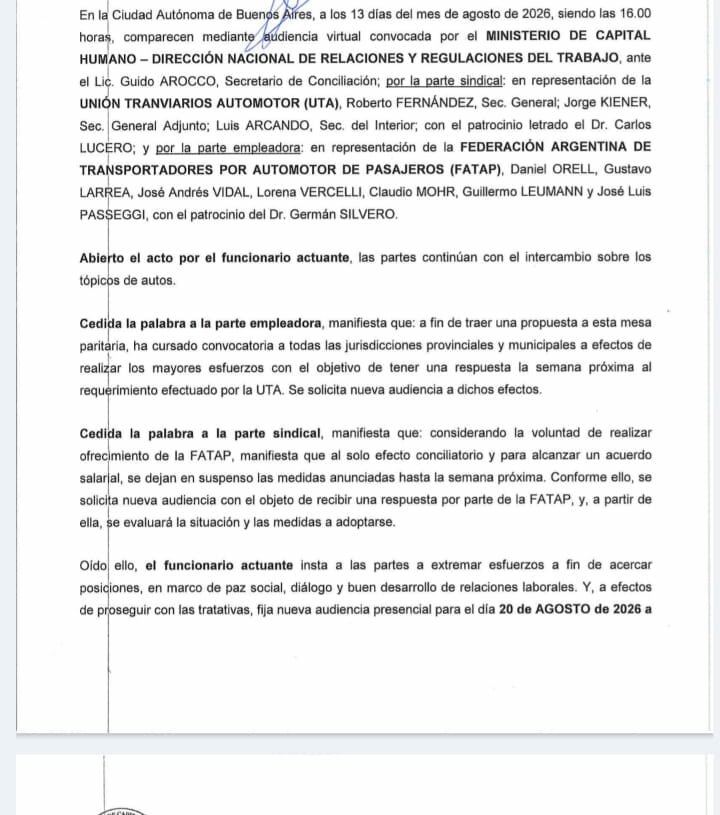 Suspenden la medida de UTA y el transporte será normal este viernes