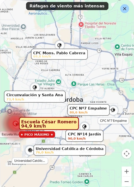 Ráfagas de hasta 90 km/h provocan destrozos y genera casi mil llamados a Defensa Civil
