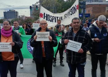 "Semaforeada" en reclamo por la restitución del boleto sanitario.