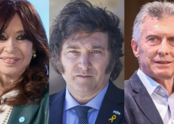 Cristina Fernández, Javier Milei y Mauricio Macri.
