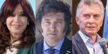Cristina Fernández, Javier Milei y Mauricio Macri.