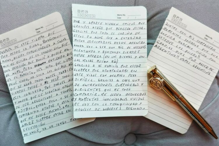 De puño y letra, la carta de despedida de Leo Messi a la Selección.