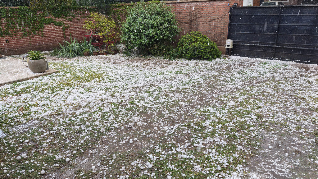 Los patios y los techos quedaron blancos de piedra en la zona norte.