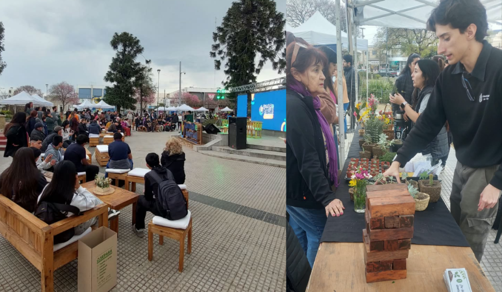 La jornada reunió actividades de reciclaje, reparación, compostaje y emprendimientos sustentables en la plaza Leandro Alem