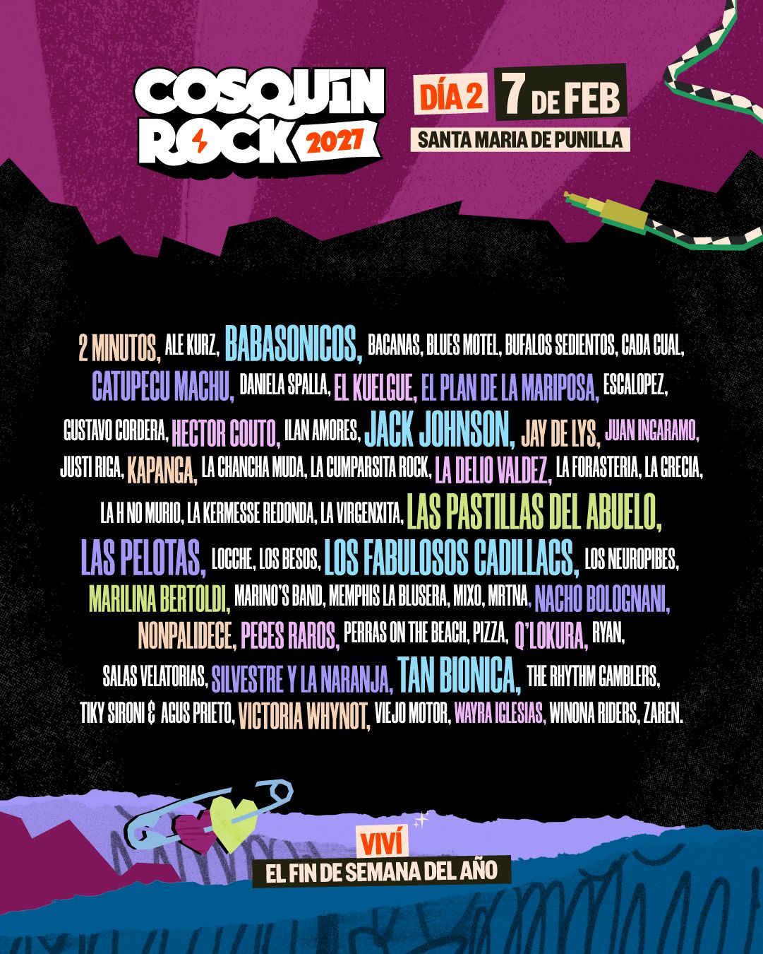 Cosquín Rock 2027 confirmó su grilla por día Cosquín Rock 2027 confirmó su grilla por día