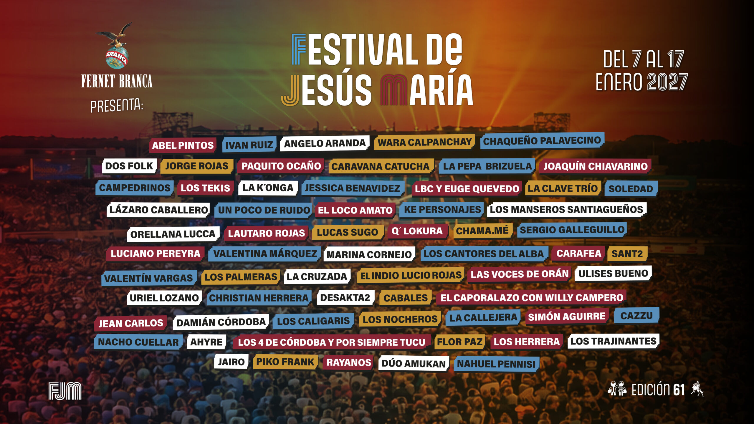 Jesús María 2027: la grilla de artistas que tendrá el festival