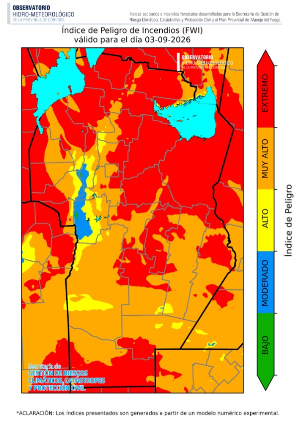 Incendios: el riesgo es extremo en gran parte de la provincia