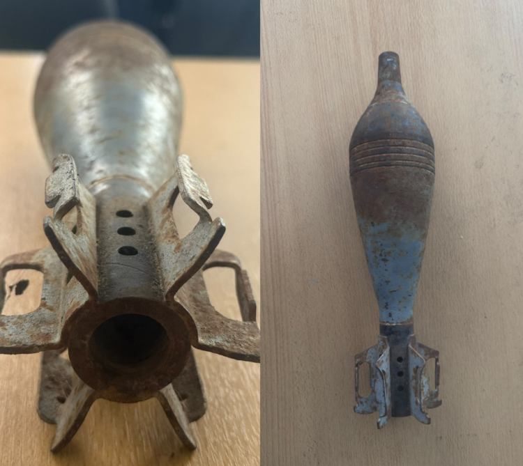 Encontraron un proyectil de artillería entre chatarra en Villa María Encontraron un proyectil de artillería entre chatarra en Villa María