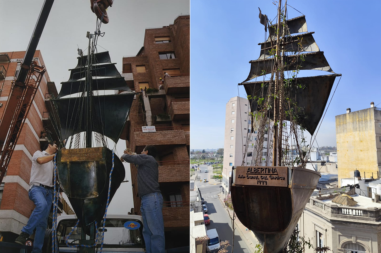 El delicado preceso de instalación de "Albertina".