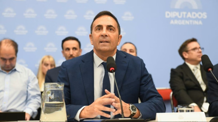 El secretario de Trabajo, Julio Cordero, en la exposición en Diputados.