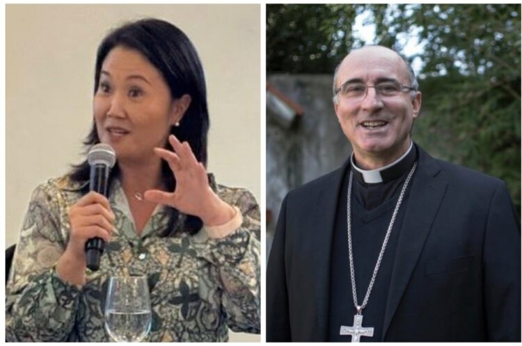 La presidenta peruana, Keiko Fujimori, y el cardenal uruguayo Daniel Sturla.