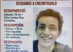 Buscan a un joven de 26 años que desapareció en Villa Carlos Paz