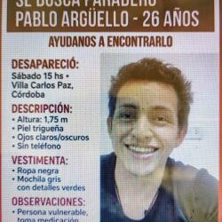 Buscan a un joven de 26 años que desapareció en Villa Carlos Paz