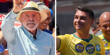 Lula y Flávio Bolsonaro, los principales protagonistas de la disputa presidencial en Brasil.