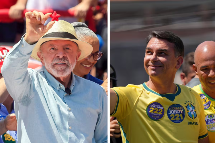Lula y Flávio Bolsonaro, los principales protagonistas de la disputa presidencial en Brasil.
