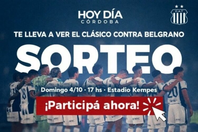 Sorteo de entradas: participá por pases para Talleres vs. Belgrano Hoy Día Córdoba sortea entradas para el clásico cordobés que Talleres y Belgrano jugarán este domingo en el Kempes.